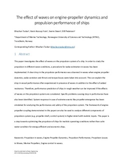 The Effect Of Waves On Engine Propeller Dynamics And Propulsion Performance Of Ships