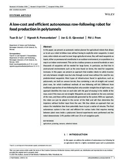 A low‐cost and efficient autonomous row‐following robot for food production  in polytunnels - Le - 2020 - Journal of Field Robotics - Wiley Online  Library
