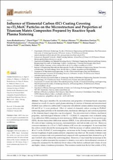 Ntnu Open Influence Of Elemental Carbon Ec Coating Covering Nc Ti Mo C Particles On The Microstructure And Properties Of Titanium Matrix Composites Prepared By Reactive Spark Plasma Sintering